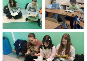 Uczniowie czytający książki
