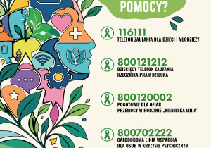 Plakat prezentujący numery telefonów psychologów